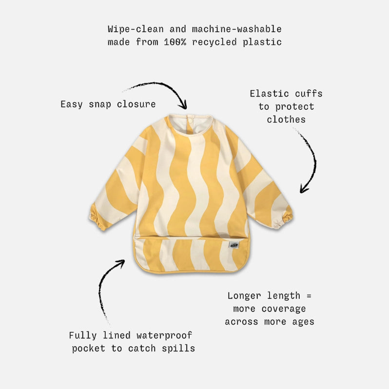 Milk Teeth Long Sleeved Smock Bib - Butter Waves
