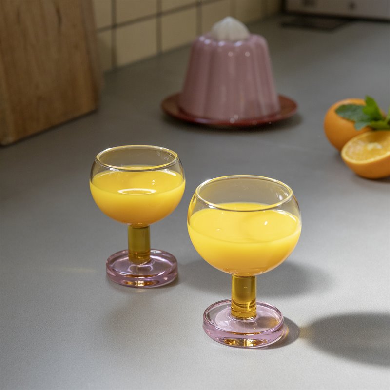 Cantine Glasses Set of Two - Pink & Yellow