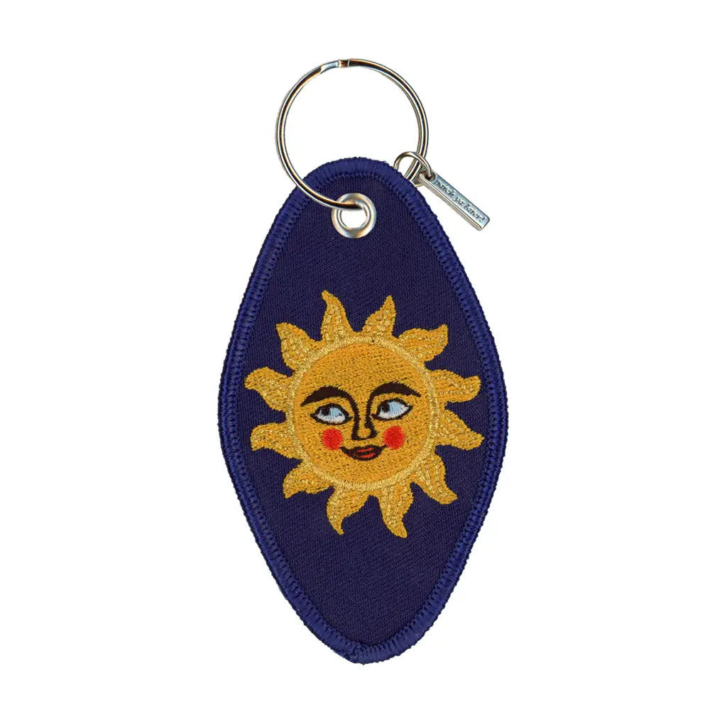 Sun and Moon Embroidered Keychain