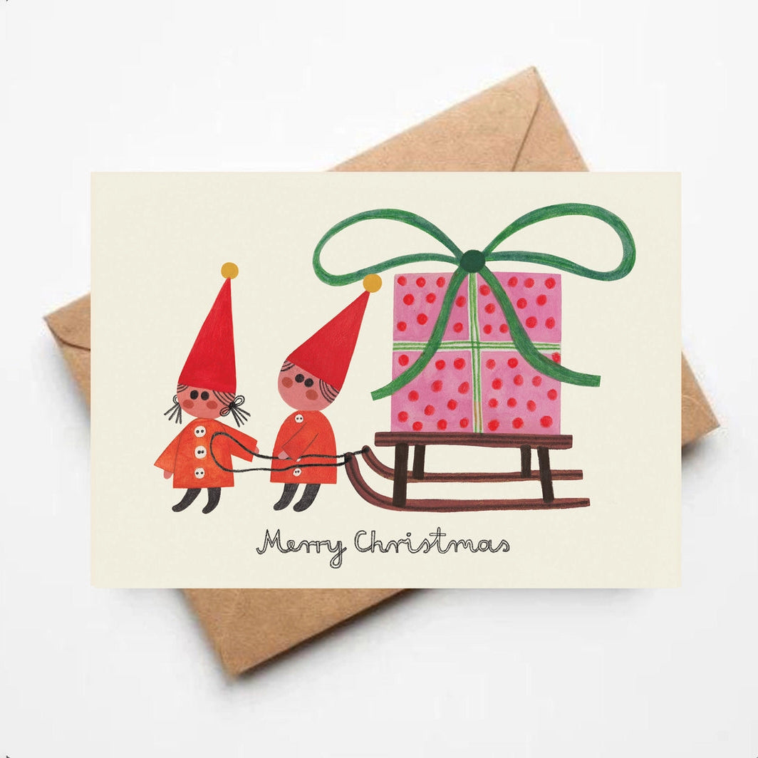Christmas Elves Sleigh Card