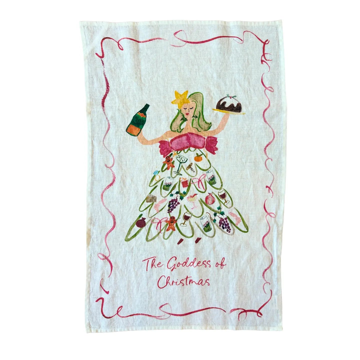 Dinette Linen Tea Towel - Goddess of Christmas