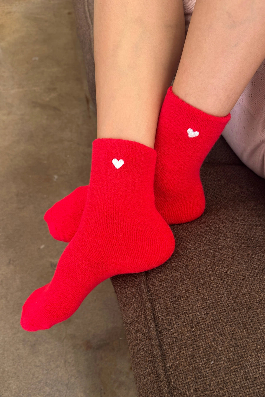 Le Bon Shoppe Cloud Socks Embroidered Heart - Red