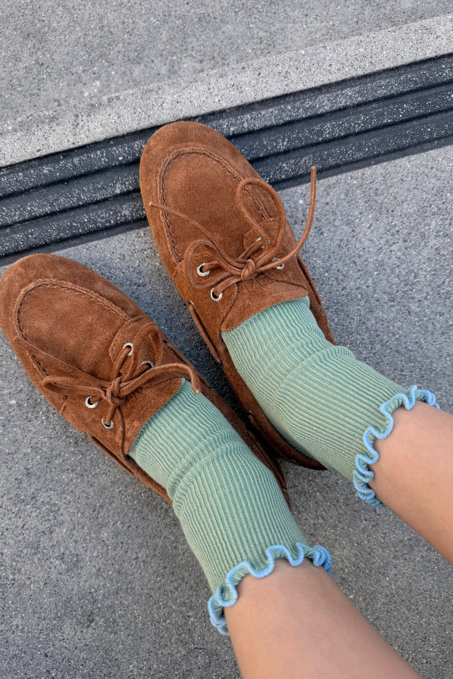 Le Bon Shoppe X Noble Petit Ruffle Socks - Sea Glass & Powder Blue