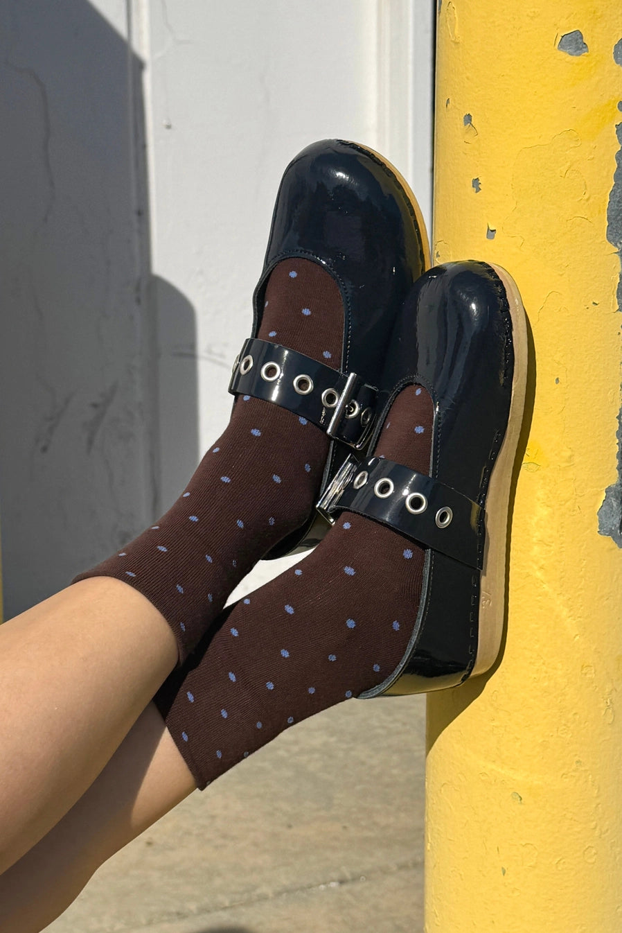 Le Bon Shoppe Polka Dot Sock - Cacao & Blue