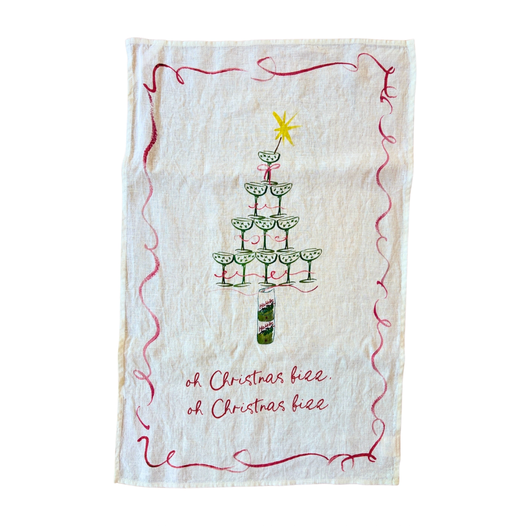 Dinette Linen Tea Towel - Oh Christmas Fizz