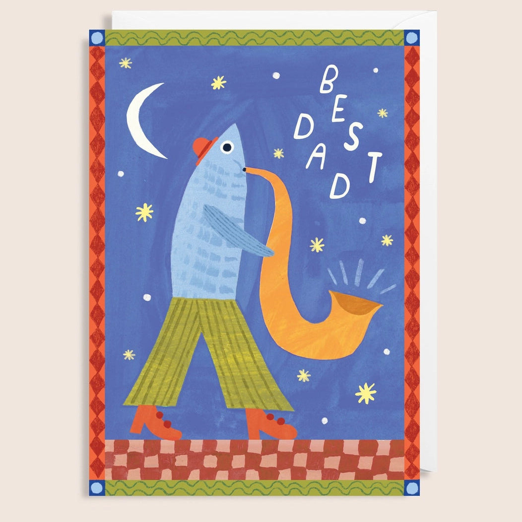 Saxophone Fish Father's Day Card
