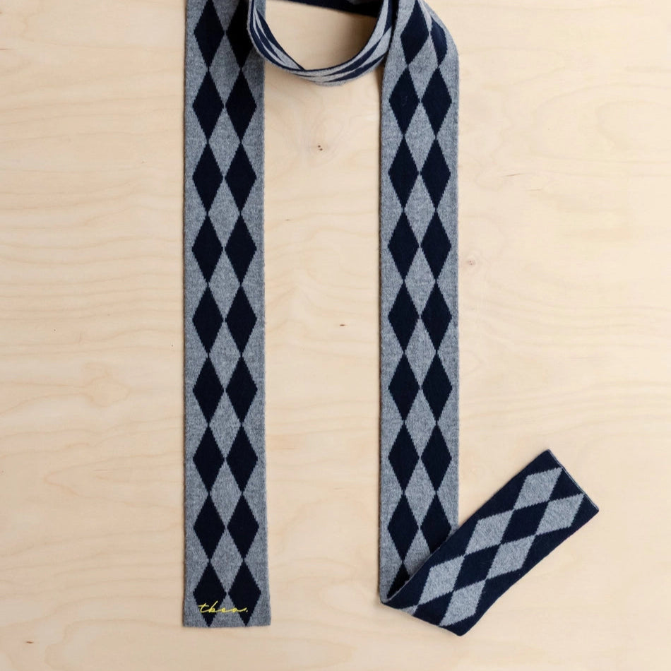 TBCo Merino Wool Skinny Scarf - Charcoal Harlequin