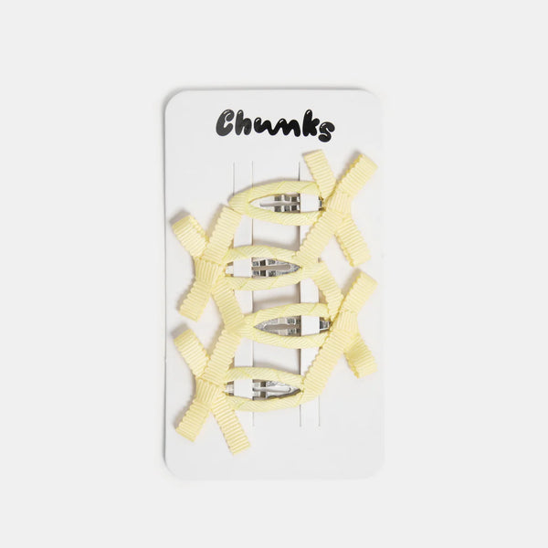 Chunks Bow Snap Clips - Butter Yellow