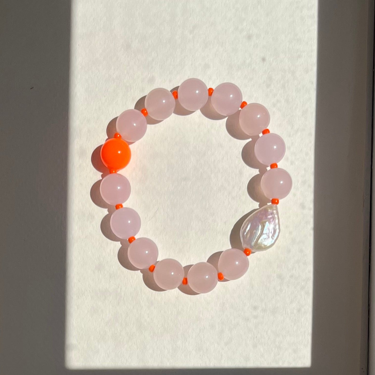 Hattie Buzzard Bracelet - Milk Pink & Orange Pop