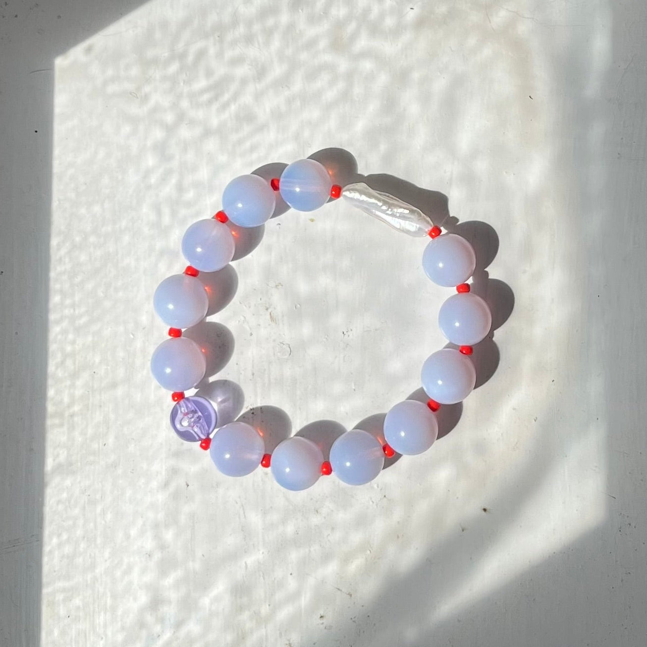 Hattie Buzzard Bracelet - Opal Lilac & Cherry Red