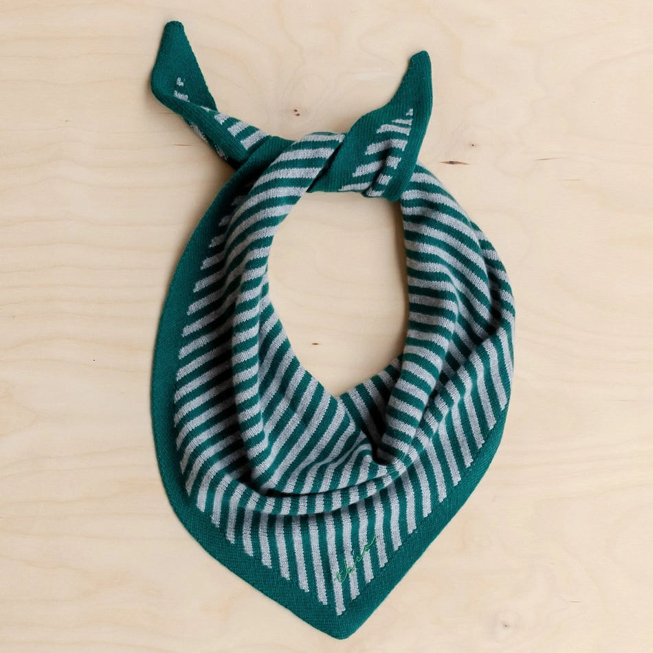 TBCo Merino Wool Triangle Scarf - Green & Charcoal