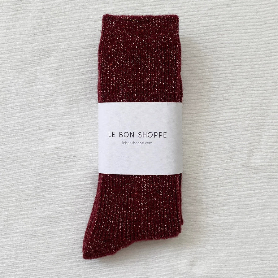 Le Bon Shoppe Winter Sparkle Socks - Wine