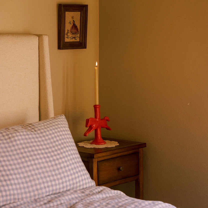 Dala Horse Candlestick Holder - Ruby Red