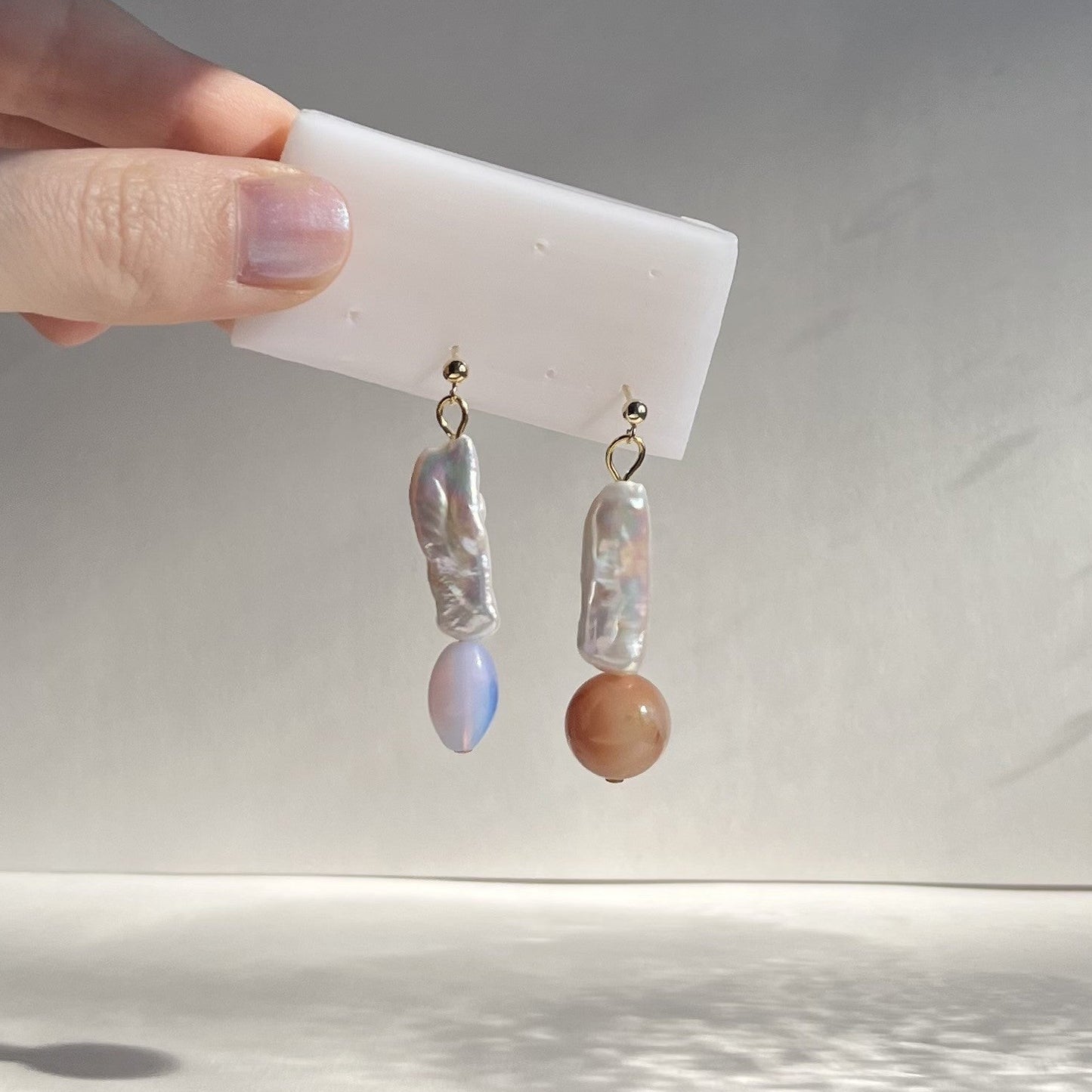 Hattie Buzzard Earrings - Pearl Cloud Lilac & Orange