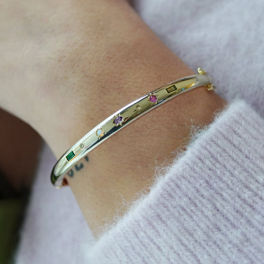 Kaleidoscope Gemstone Bangle - Gold