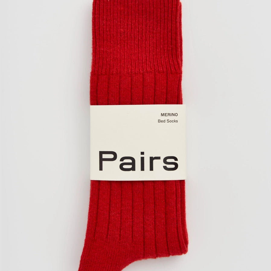 Pairs Merino Bed Sock - Postbox Red