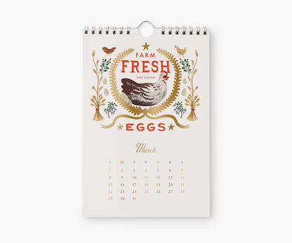 Rifle Paper Co 2026 Wall Calendar - Country Farm