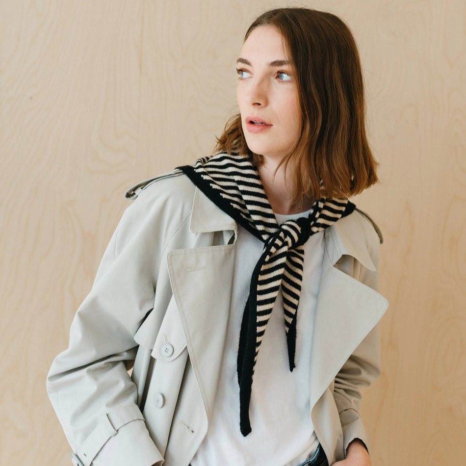TBCo Merino Wool Triangle Scarf - Black & Cream
