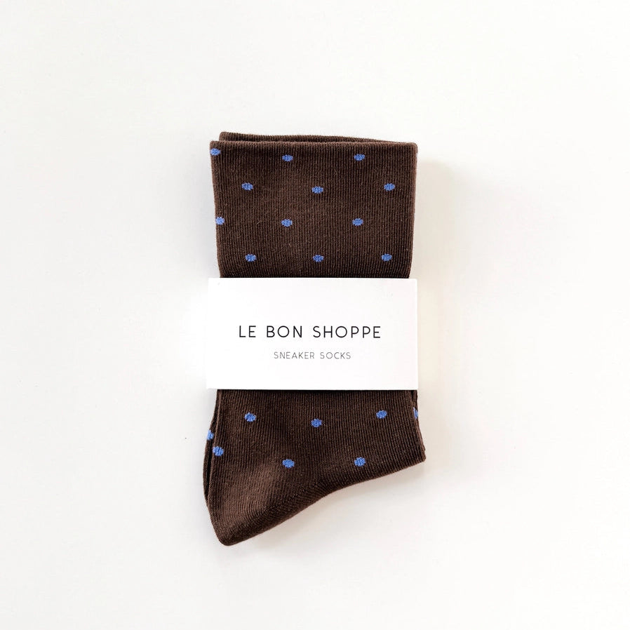 Le Bon Shoppe Polka Dot Sock - Cacao & Blue