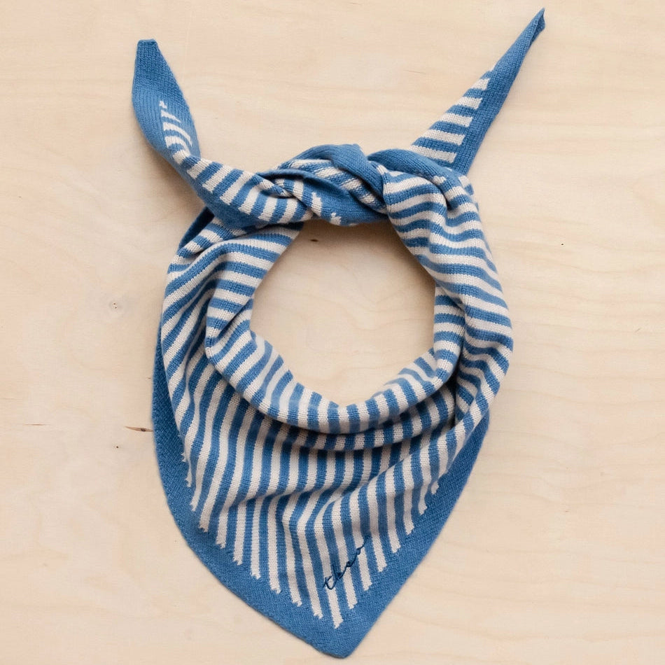 TBCo Merino Wool Triangle Scarf - Blue & Cream
