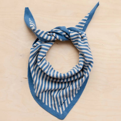 TBCo Merino Wool Triangle Scarf - Blue & Cream