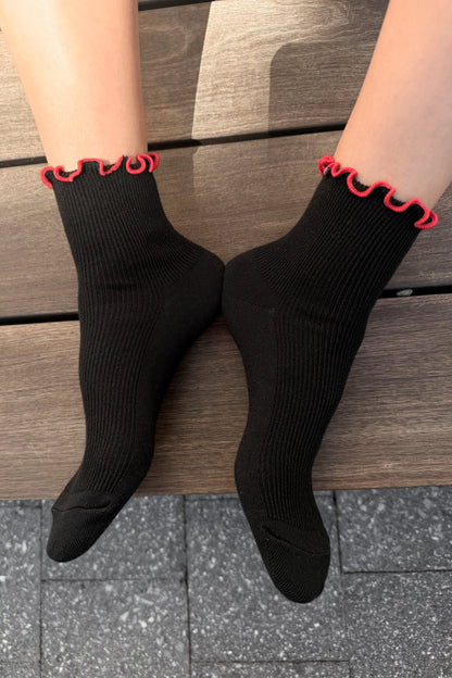 Le Bon Shoppe X Noble Petit Ruffle Socks - Black & Red