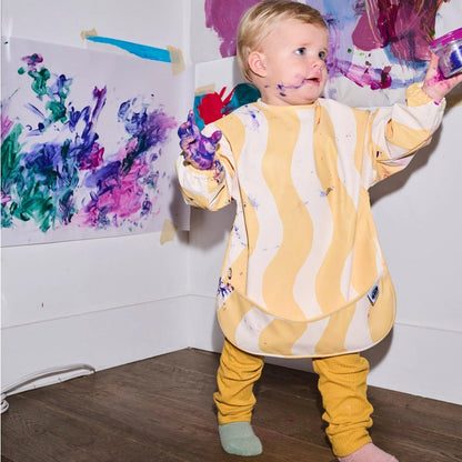 Milk Teeth Long Sleeved Smock Bib - Butter Waves