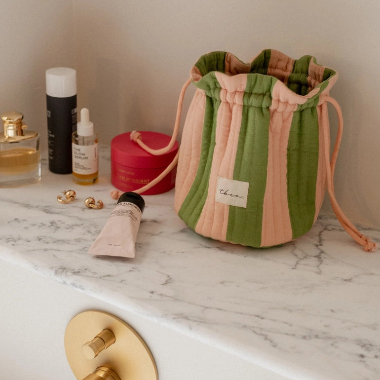 TBCo Drawstring Wash Bag - Green Stripe