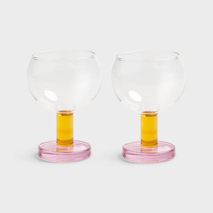 Cantine Glasses Set of Two - Pink & Yellow