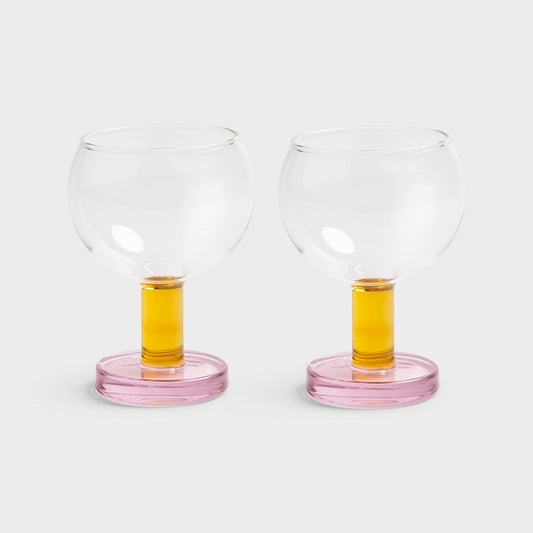 Cantine Glasses Set of Two - Pink & Yellow