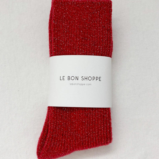Le Bon Shoppe Winter Sparkle Socks - Poinsettia