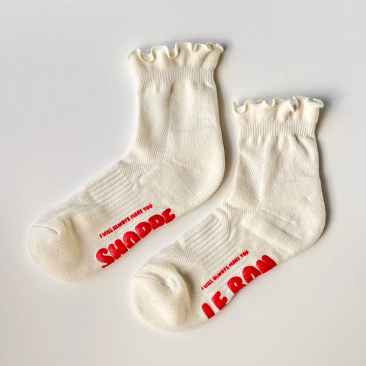 Le Bon Shoppe Ruffled Hugger Sock - Vanilla