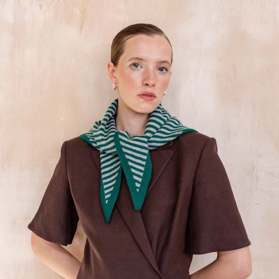 TBCo Merino Wool Triangle Scarf - Green & Charcoal