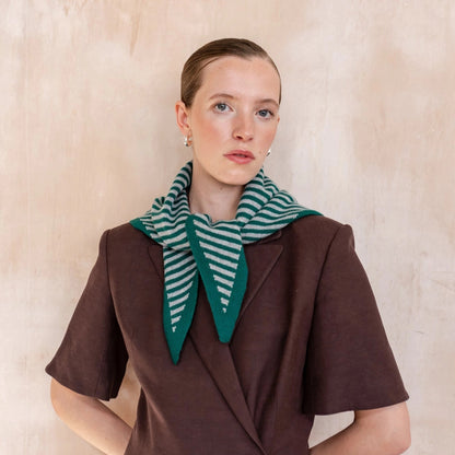 TBCo Merino Wool Triangle Scarf - Green & Charcoal