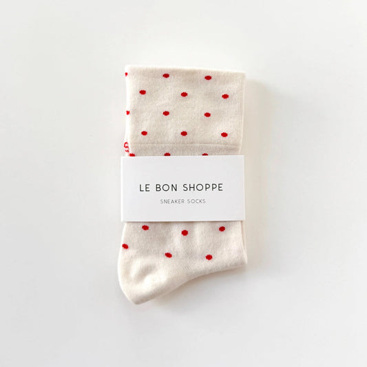 Le Bon Shoppe Polka Dot Sock - Cream & Red