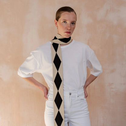TBCo Merino Wool Skinny Scarf - Black Harlequin