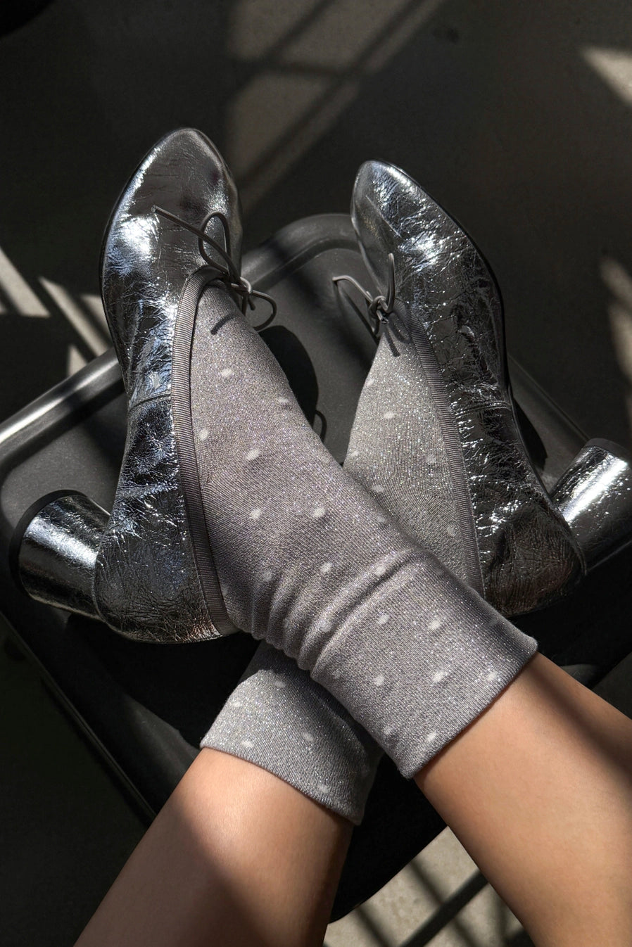 Le Bon Shoppe Glitter Sneaker Socks - Silver