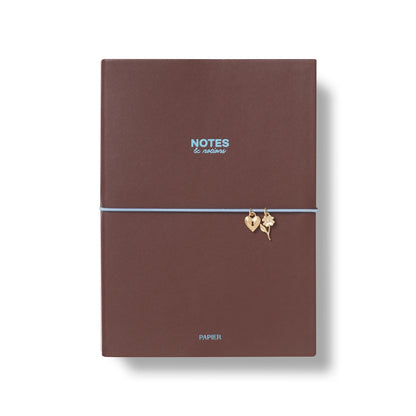 Charm PU Notebook - Chestnut and Ink Red