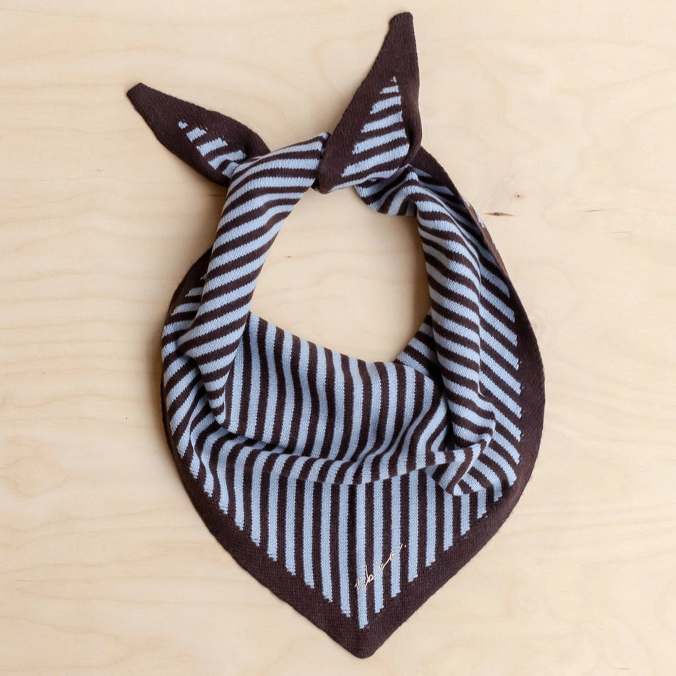 TBCo Merino Wool Triangle Scarf - Blue & Brown Stripe