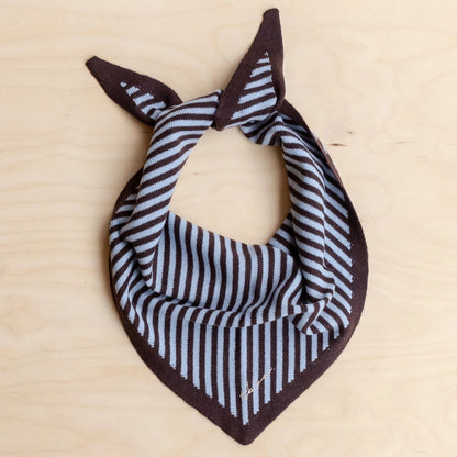 TBCo Merino Wool Triangle Scarf - Blue & Brown Stripe