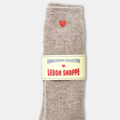 Le Bon Shoppe Embroidered Snow Socks - Tan