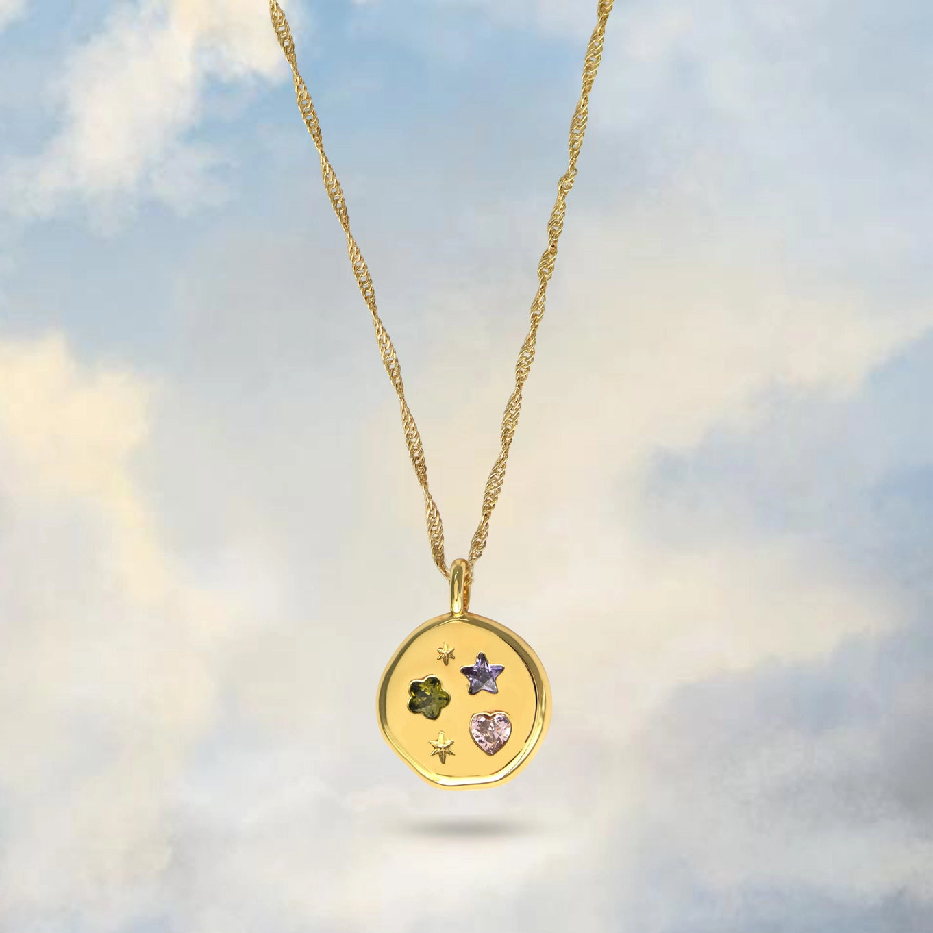 Jewelled Dreams Disc Necklace - Gold