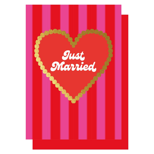 Just Married Gold Heart Card