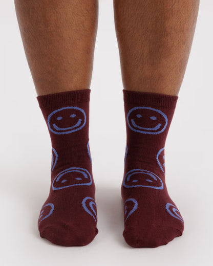 Baggu Crew Socks - Happy Mahogany