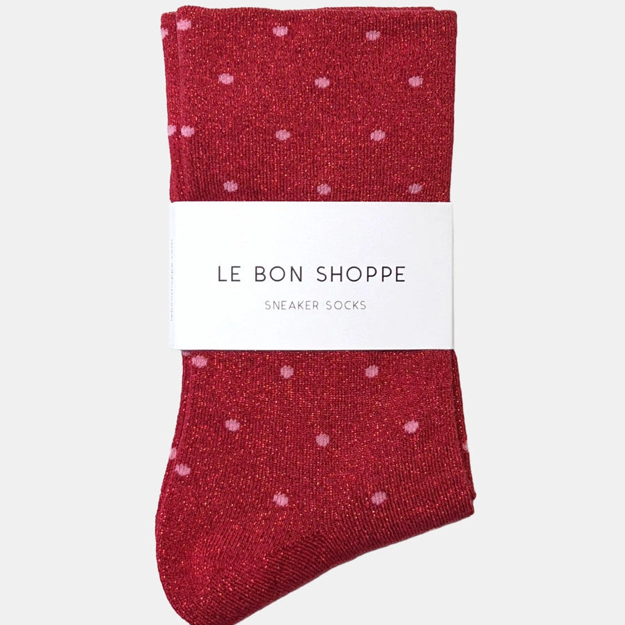 Le Bon Shoppe Glitter Sneaker Socks - Red