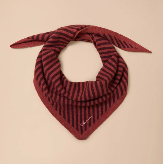 TBCo Merino Wool Triangle Scarf - Berry Stripe