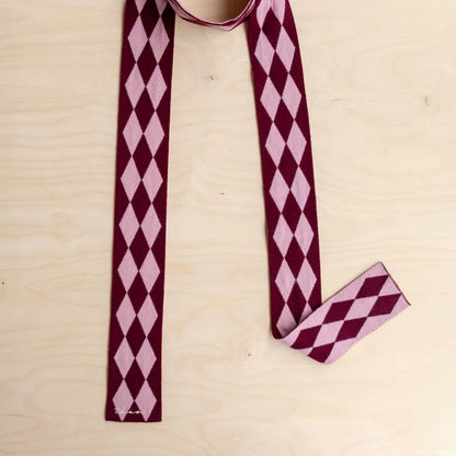 TBCo Merino Wool Skinny Scarf - Bungundy Harlequin
