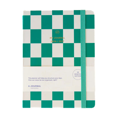 My Journal 18 Months Diary 2026-2027 - Checkered Emerald Green