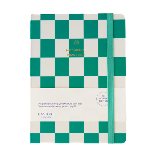 My Journal 18 Months Diary 2026-2027 - Checkered Emerald Green