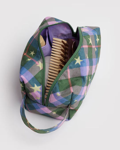 Baggu Dopp Wash Bag - Green Star Plaid